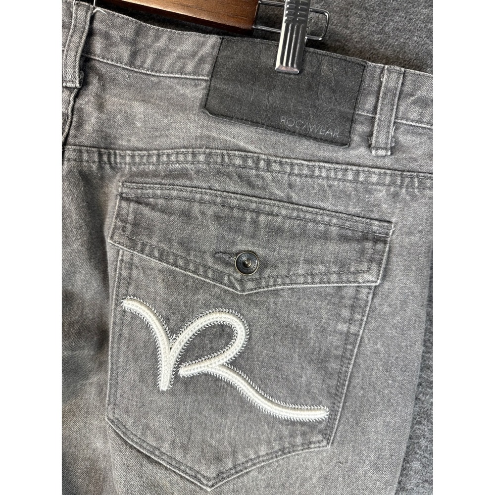 Rocawear Gray Classic Fit Jeans Mens 40 Denim Straight Leg Casual Skater Flap Po - Picture 6 of 12